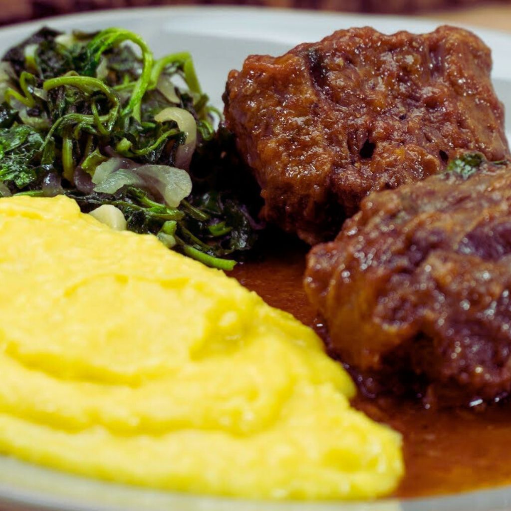 Rabada com Agrião e Polenta