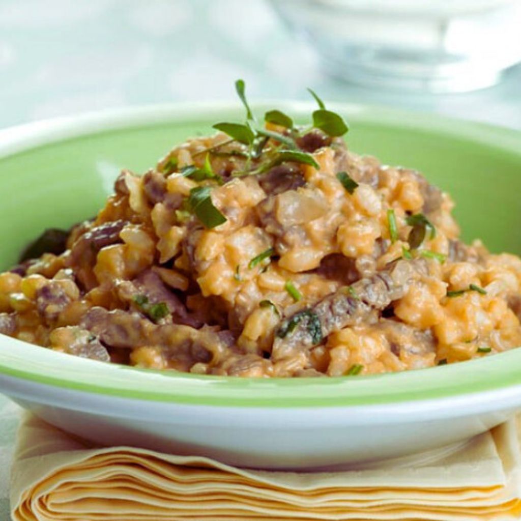 Risoto de Costela com Alho-Poró